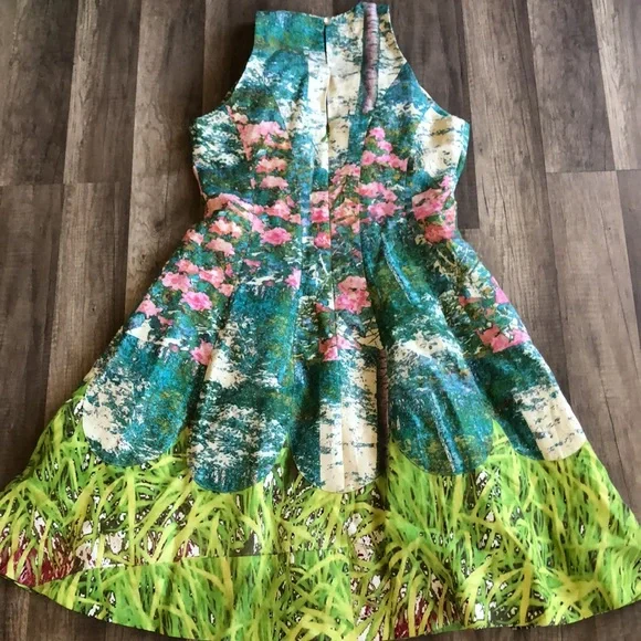 Anthropologie Tracy Reese Impressionist Green Floral Abstract Dress 8 - Picture 9 of 12